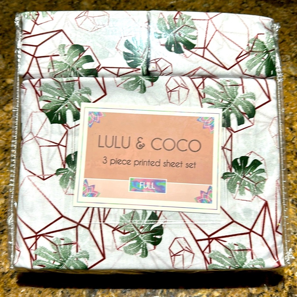 LULU & COCO Leaf Pattern - 3 Piece Sheet Set